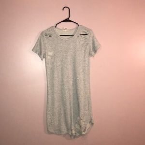 Ripped Grey T-Shirt Dress